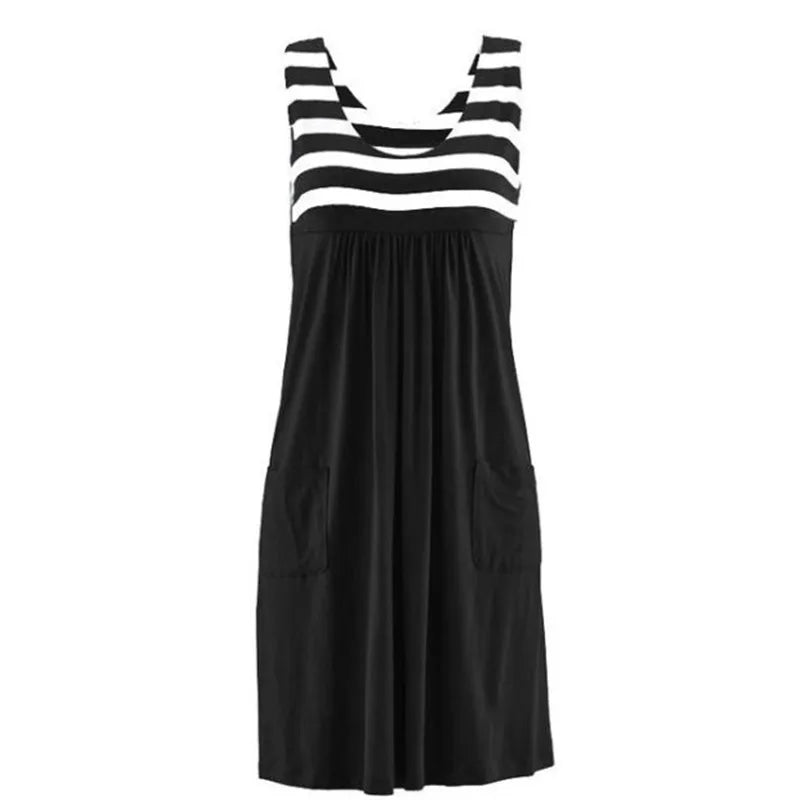 Sleeveless Striped Summer Midi Dress