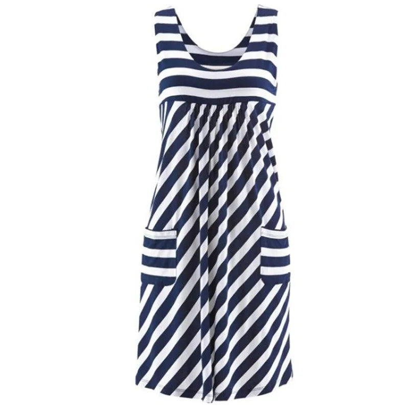 Sleeveless Striped Summer Midi Dress