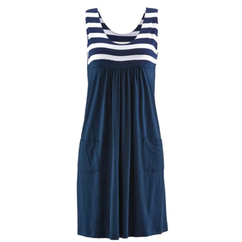 Sleeveless Striped Summer Midi Dress