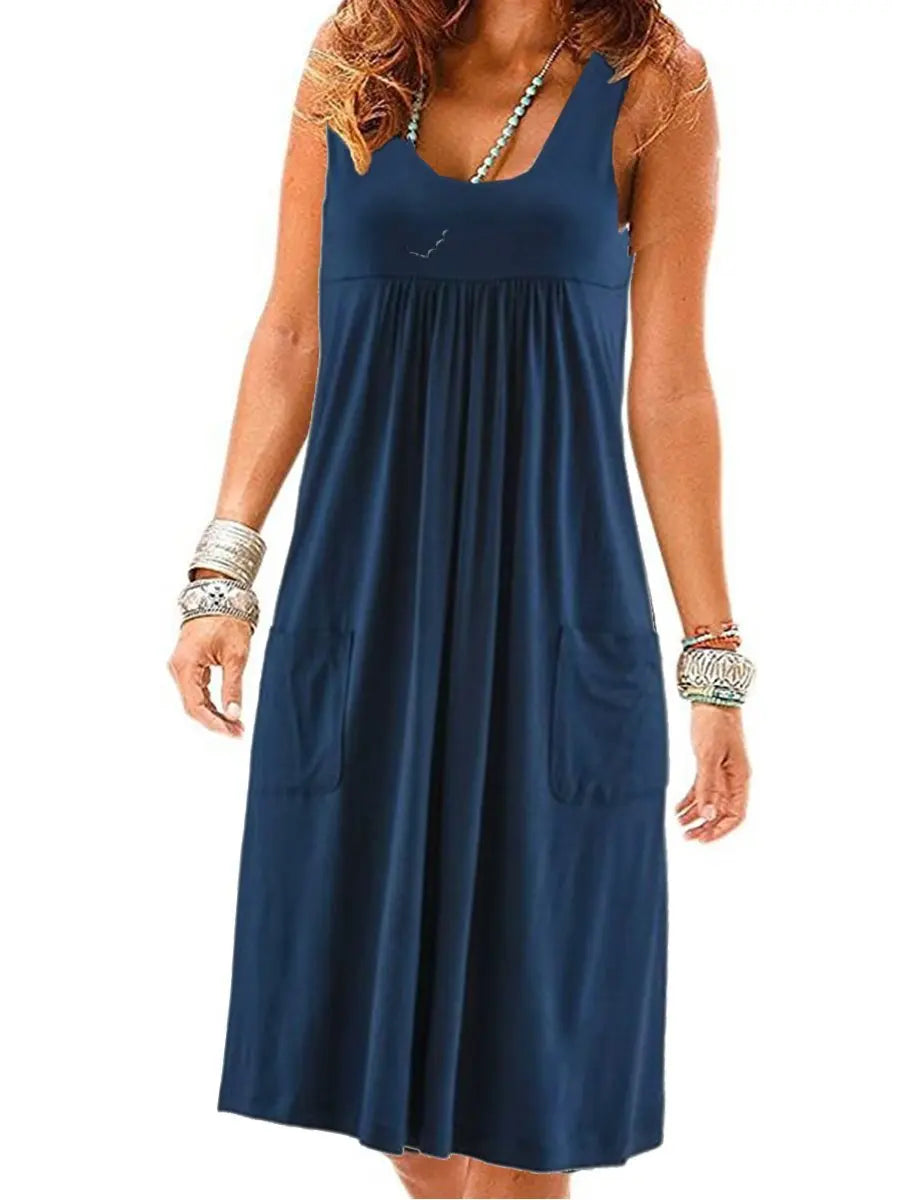 Sleeveless Striped Summer Midi Dress