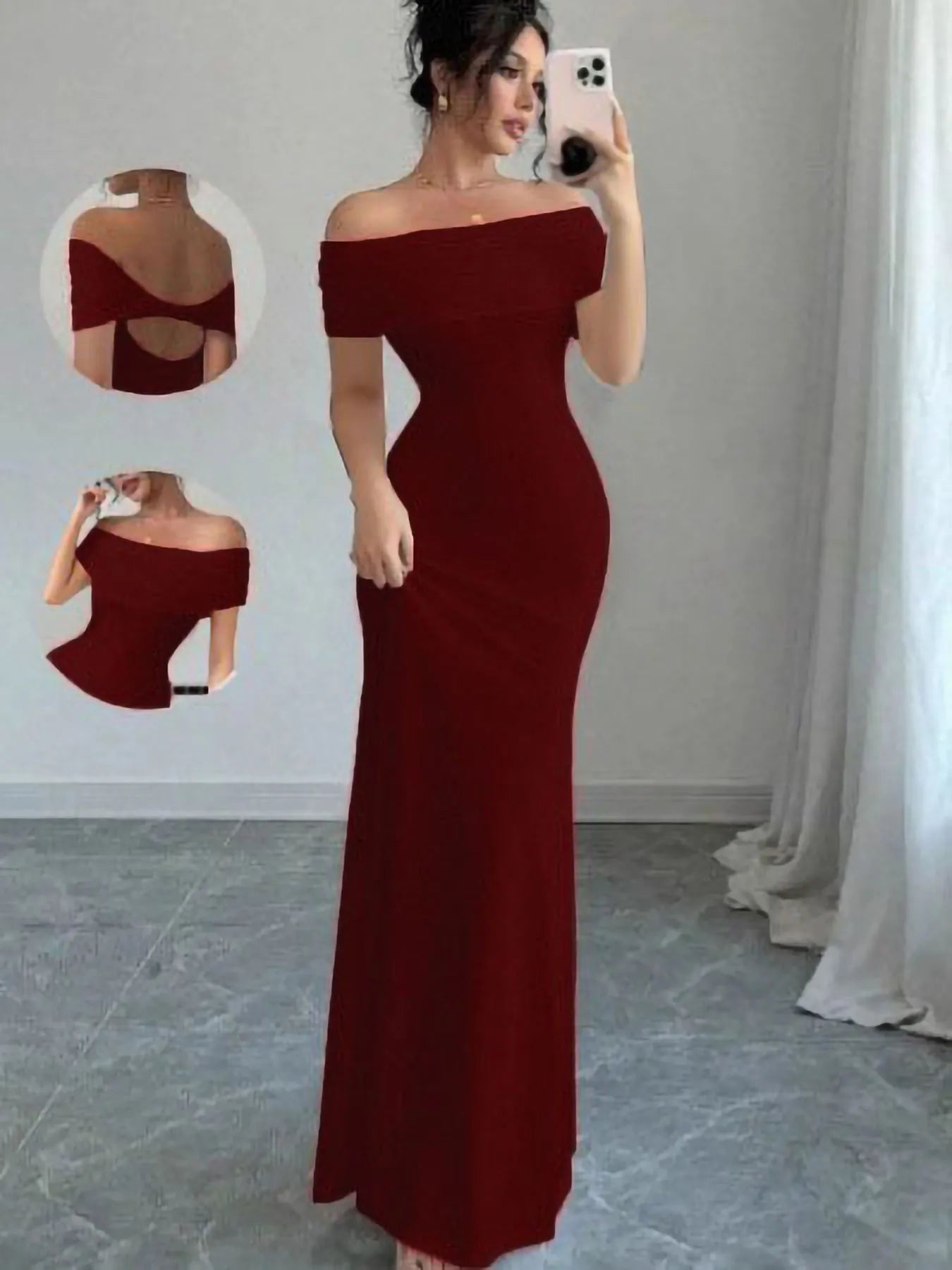 Elegant Off-Shoulder Bodycon Maxi Dress