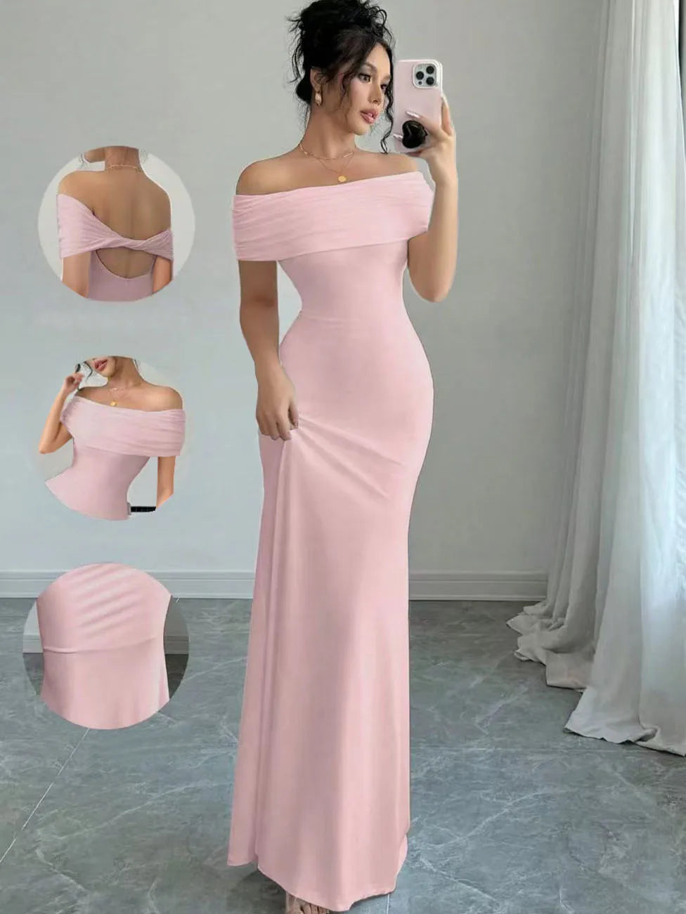 Elegant Off-Shoulder Bodycon Maxi Dress
