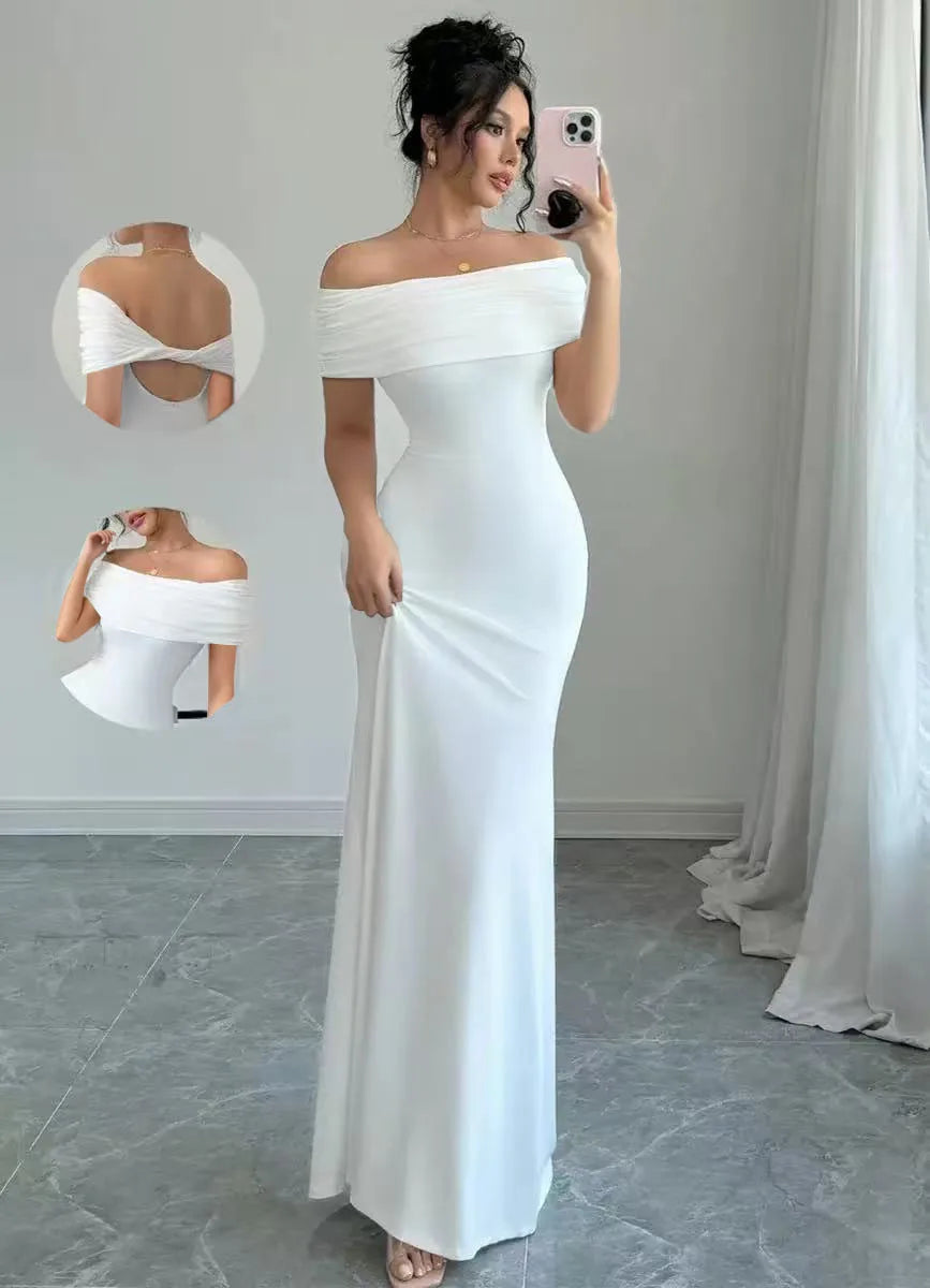 Elegant Off-Shoulder Bodycon Maxi Dress