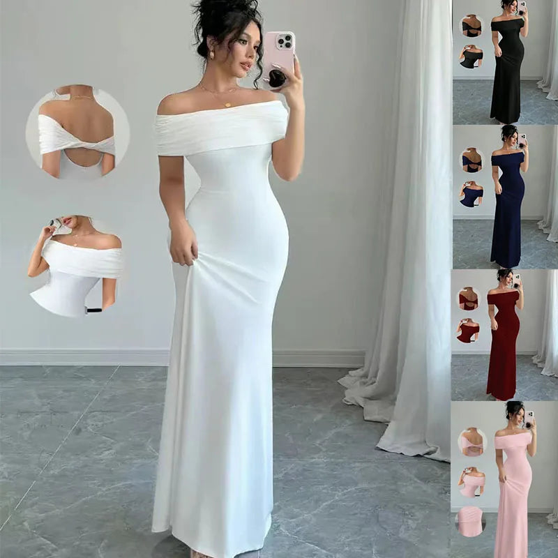 Elegant Off-Shoulder Bodycon Maxi Dress