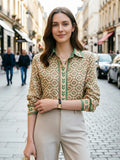 Elegant Printed Long Sleeve Office Blous