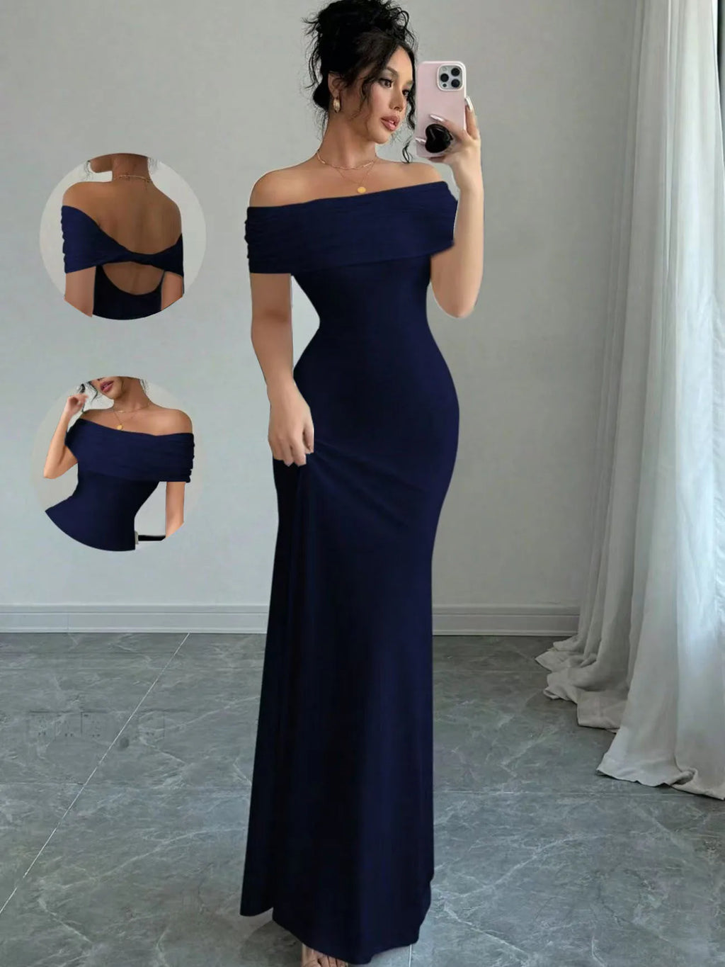 Elegant Off-Shoulder Bodycon Maxi Dress